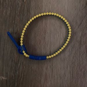 Blue and yellow zipper bracelet